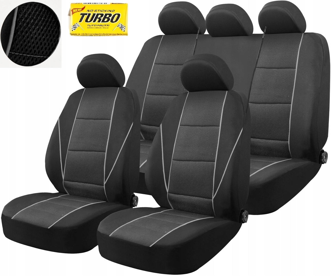 Car seat covers universal front rear set black and gray
