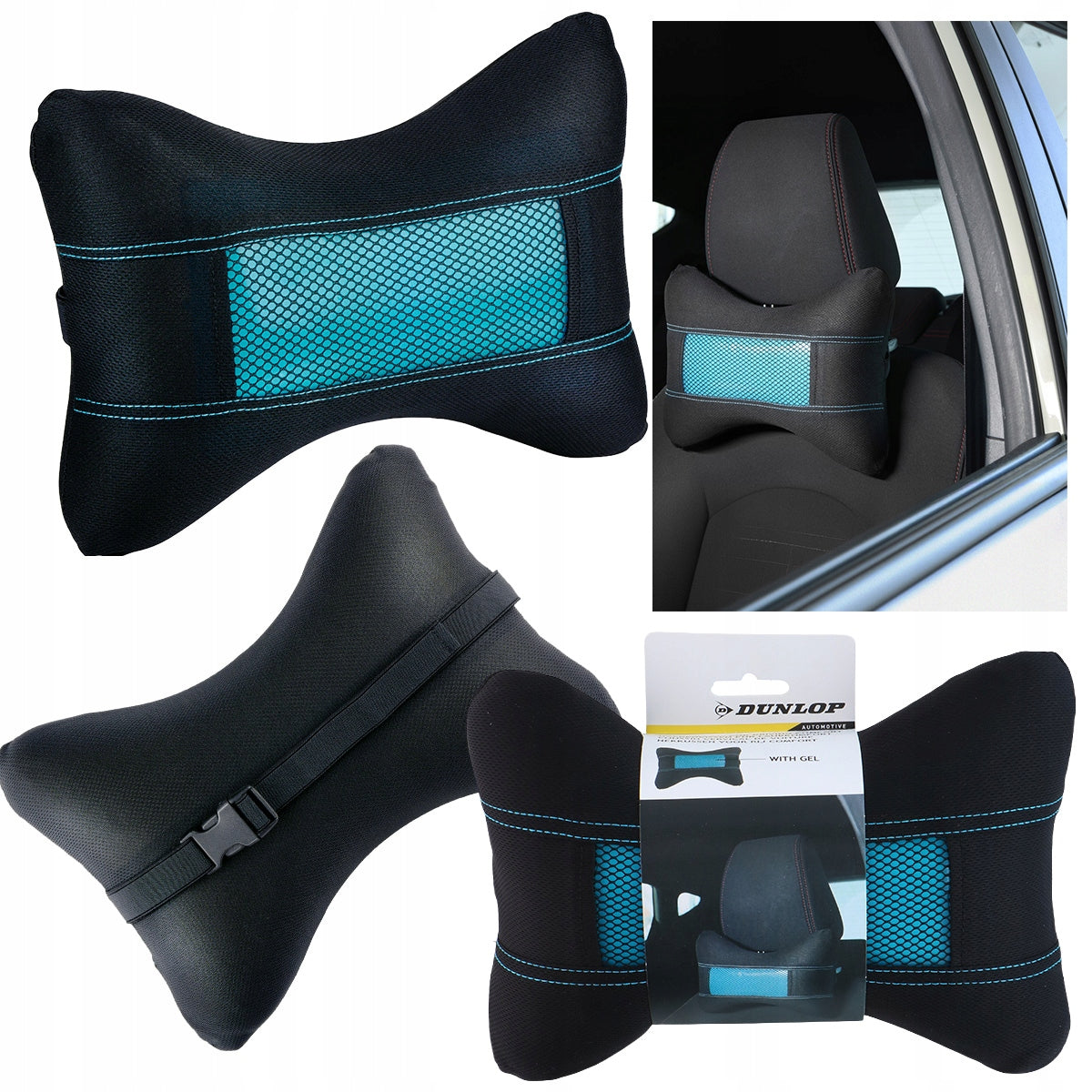 Car seat cushion headrest neck support head DUNLOP