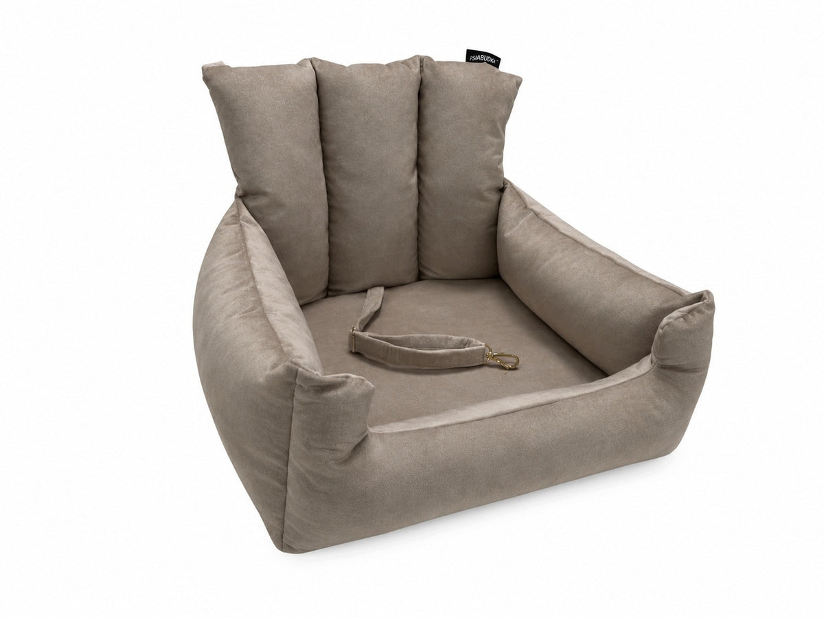 Car seat for dog Velour L beige transporter for car 55 x 45 cm Manufacturer code Fotelik do auta welurowy duży - Riviera 16