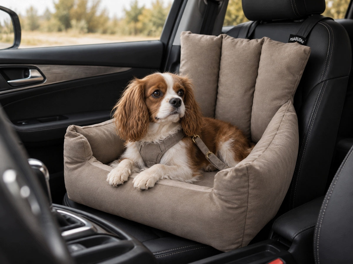 Car seat for dog Velour L beige transporter for car 55 x 45 cm