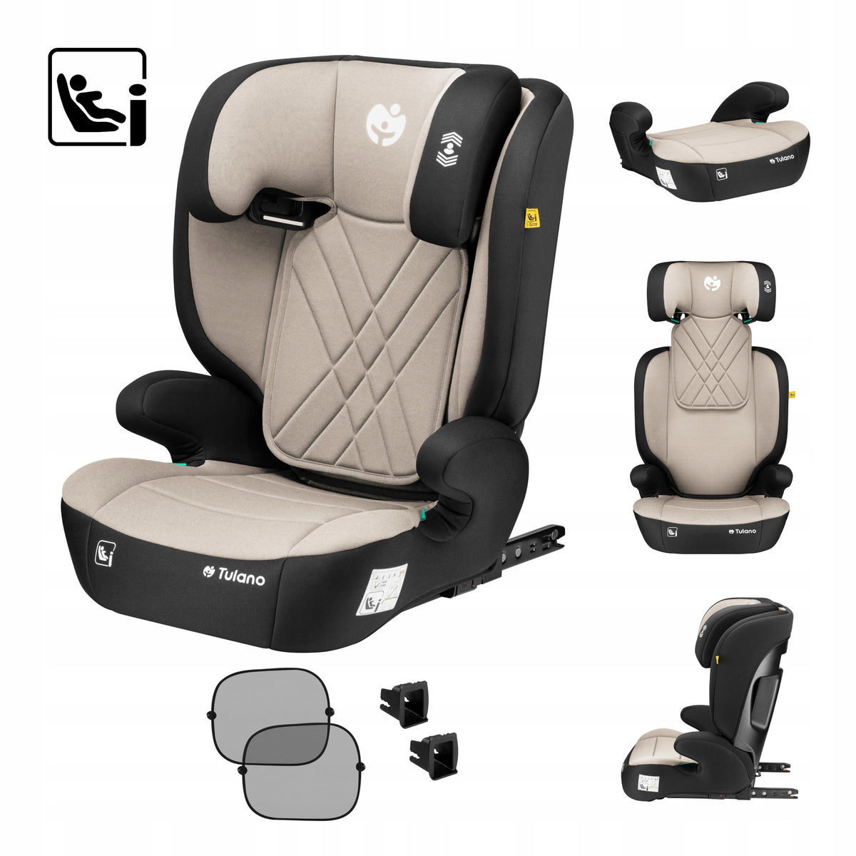 Car seat isofix i-Size TULANO beige stand 15-36kg