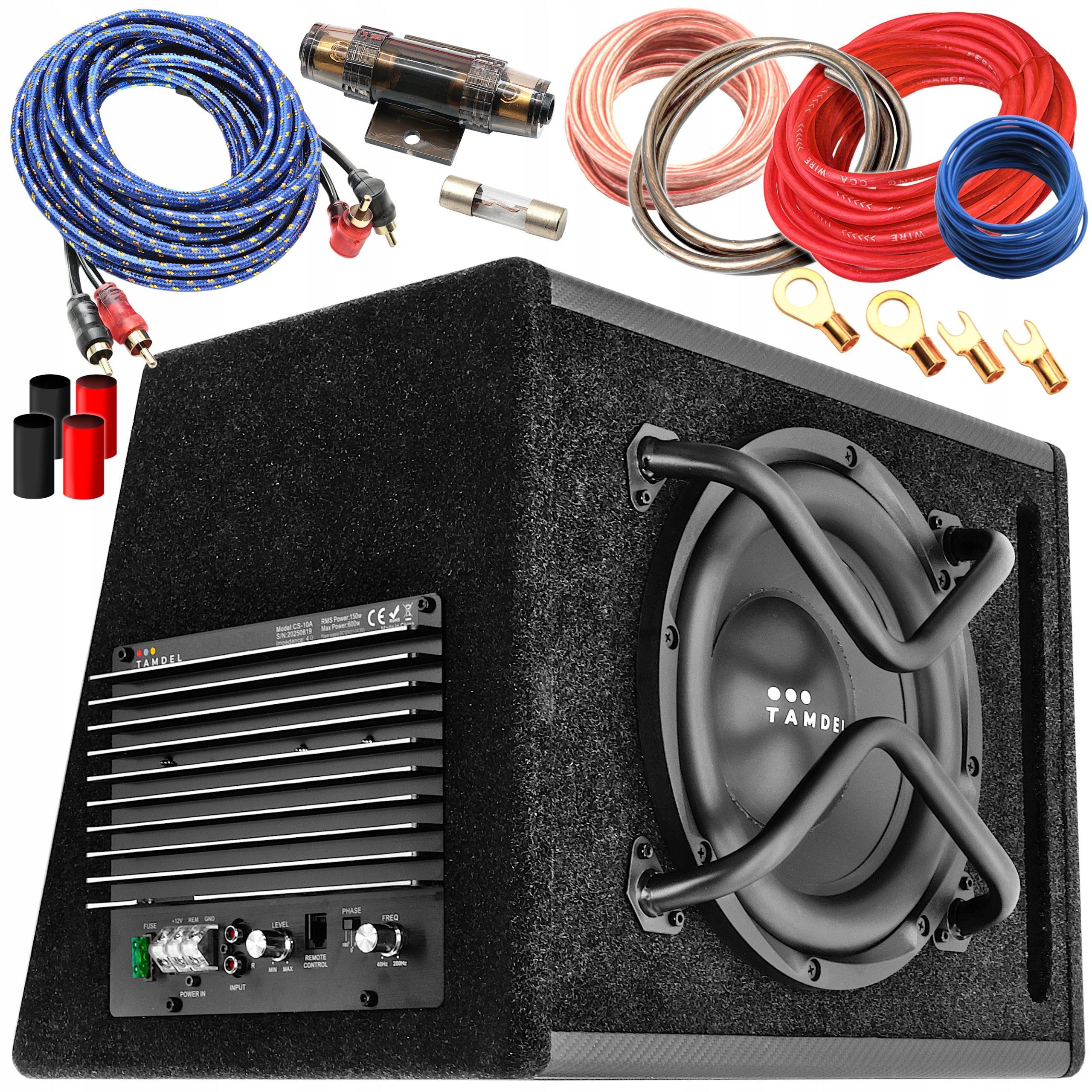 Car subwoofer 10" active – TAMDEL CS-10A 150W RMS bass reflex Packaging status original