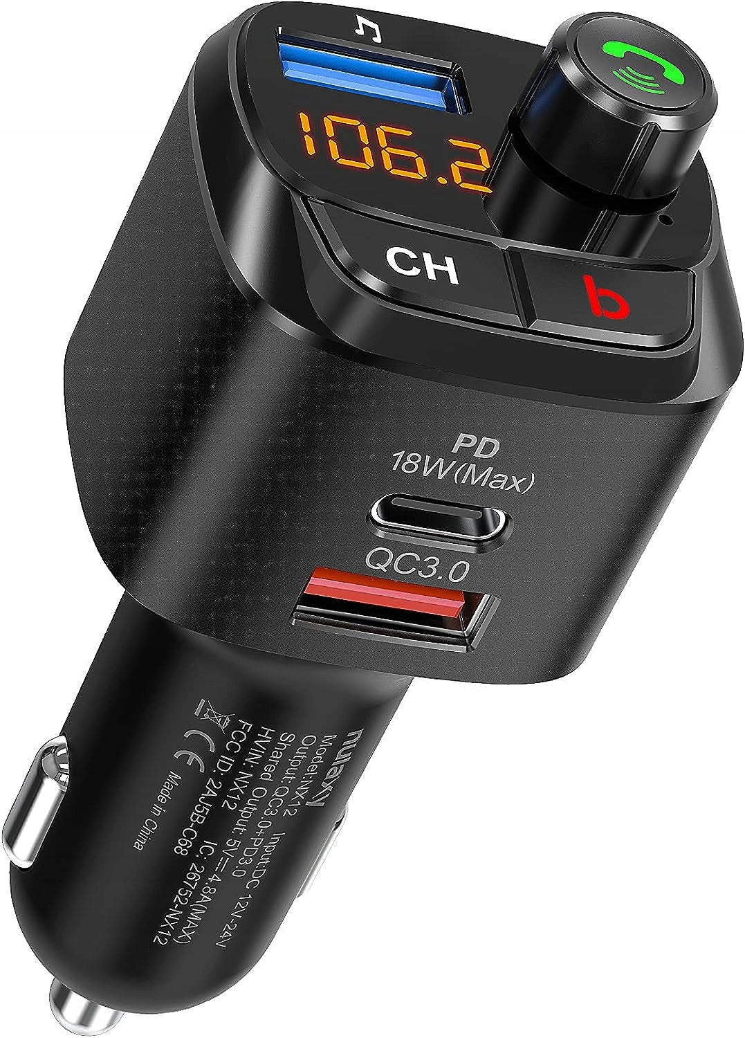 Car transmitter charger 3.0 Nulaxy NX12 Bluetooth 5.0 FM transmitter