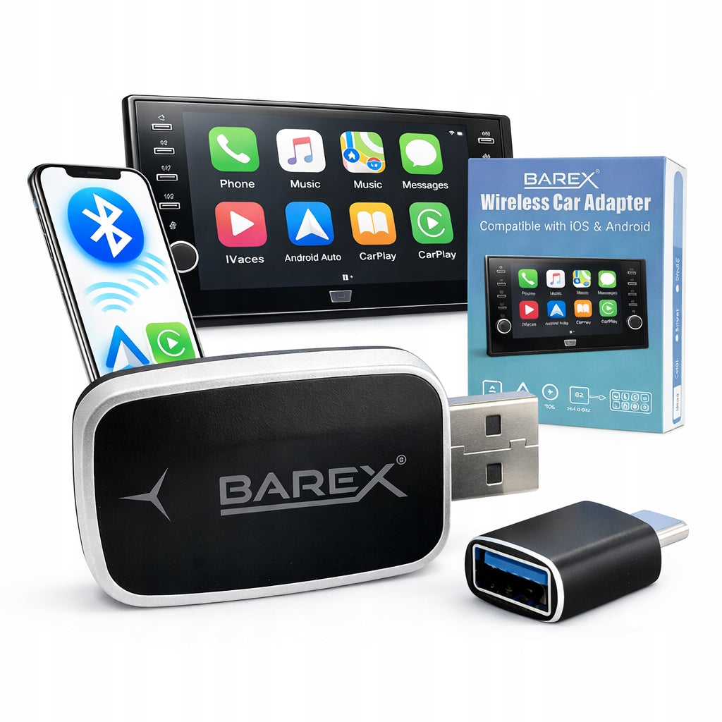 CarPlay Adapter Android Auto Wireless USB+USB-C Wireless BAREX Kit