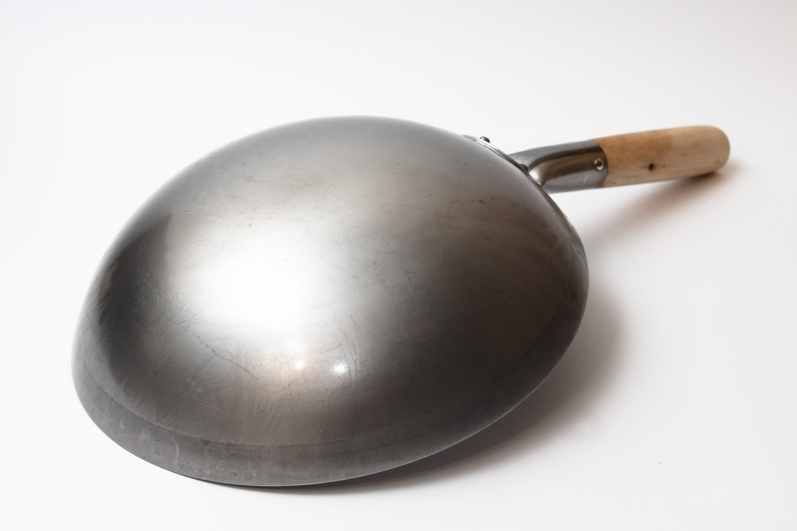 Carbon Steel Wok Pan 30 cm Round Bottom Wooden Handle Brand no brand