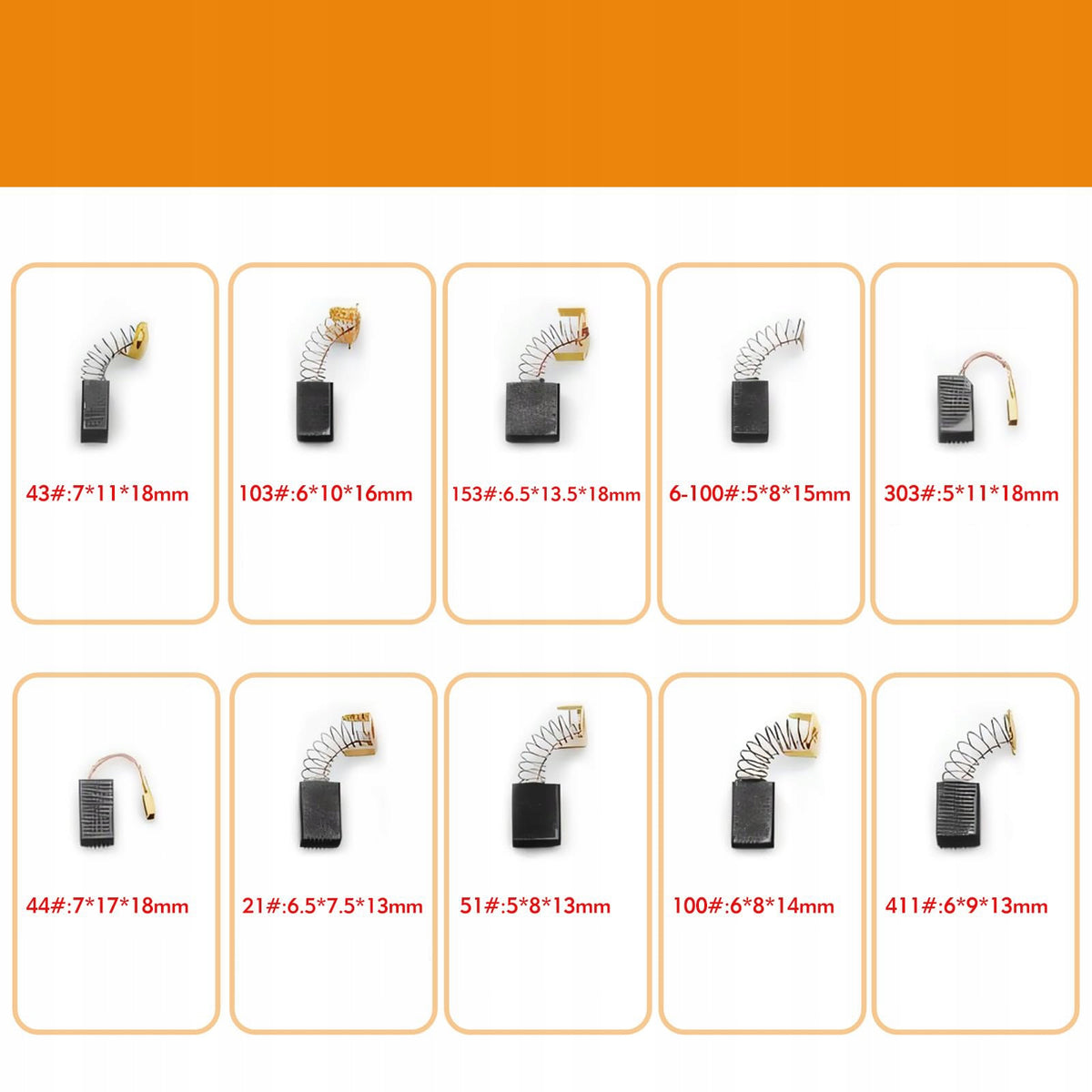 Carbon brushes for power tools 40 pcs 20 sets Manufacturer code Szczotki węglowe do elektronarzędzi