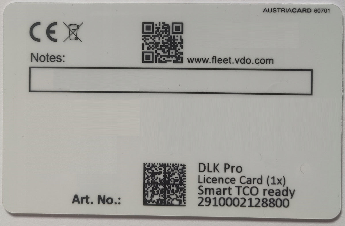 Card license update software for readers VDO DLK Manufacturer code 2910002128800