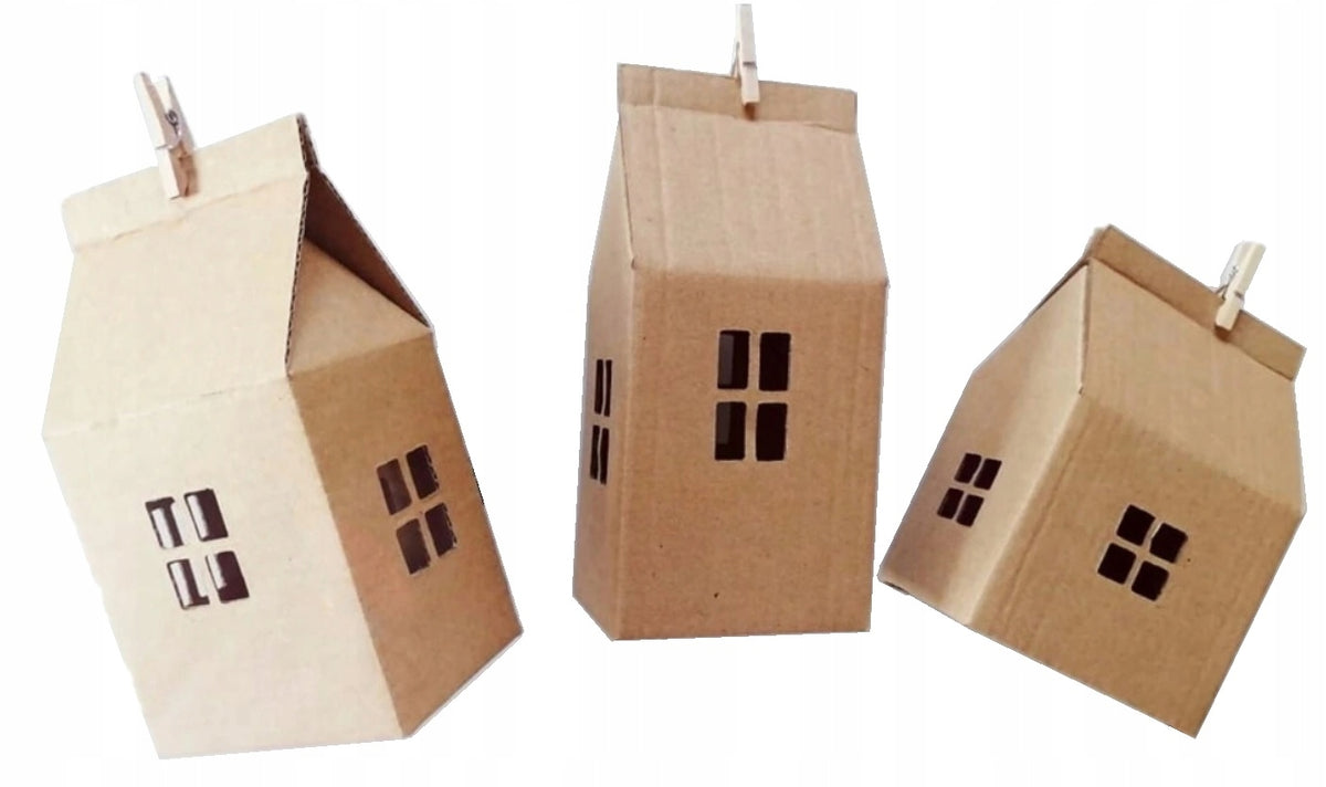 Cardboard Houses, Kraft Painting Ornaments 24 DIY Advent Calendar
