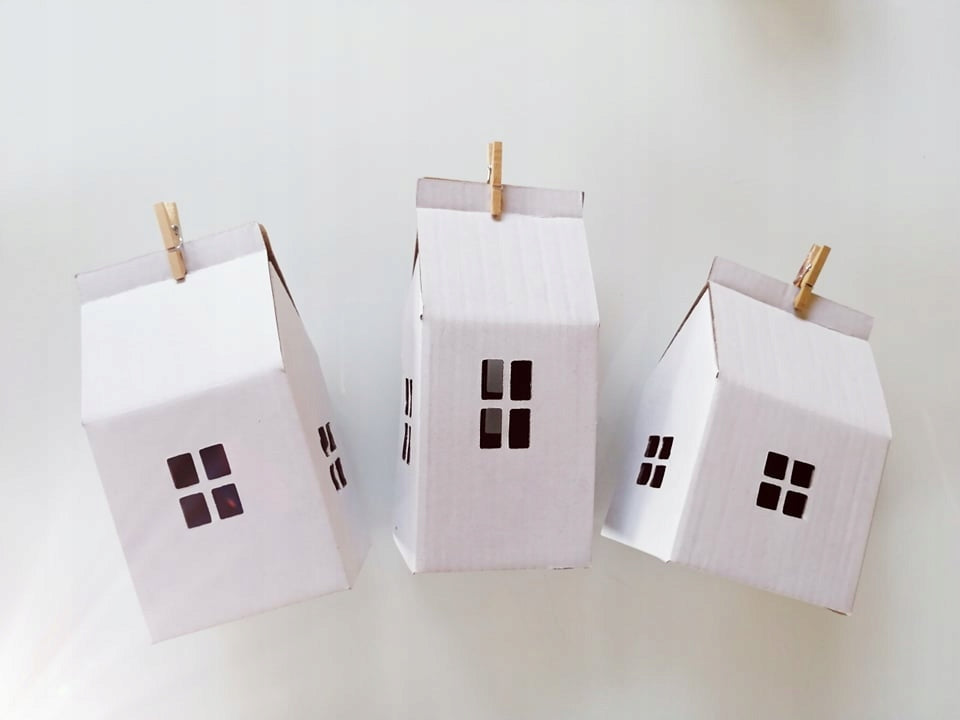 Cardboard houses, ornaments for painting white 24 DIY Manufacturer code KA01b