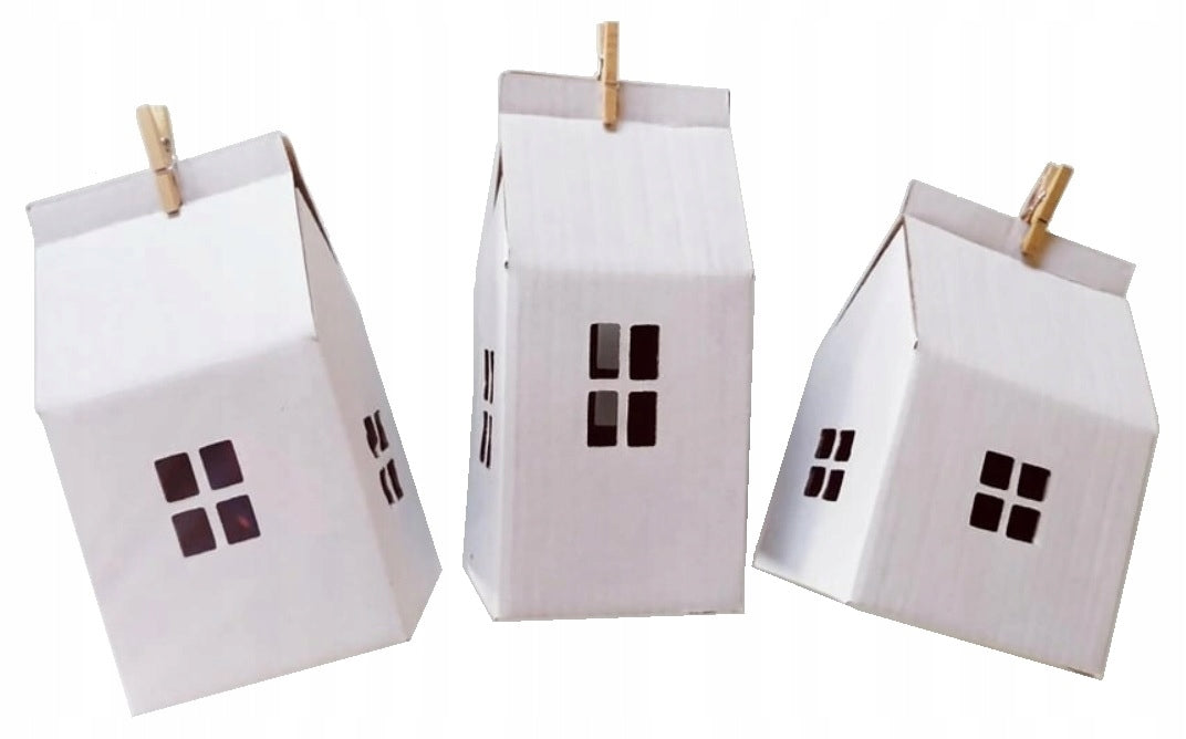 Cardboard houses, ornaments for painting white 24 DIY