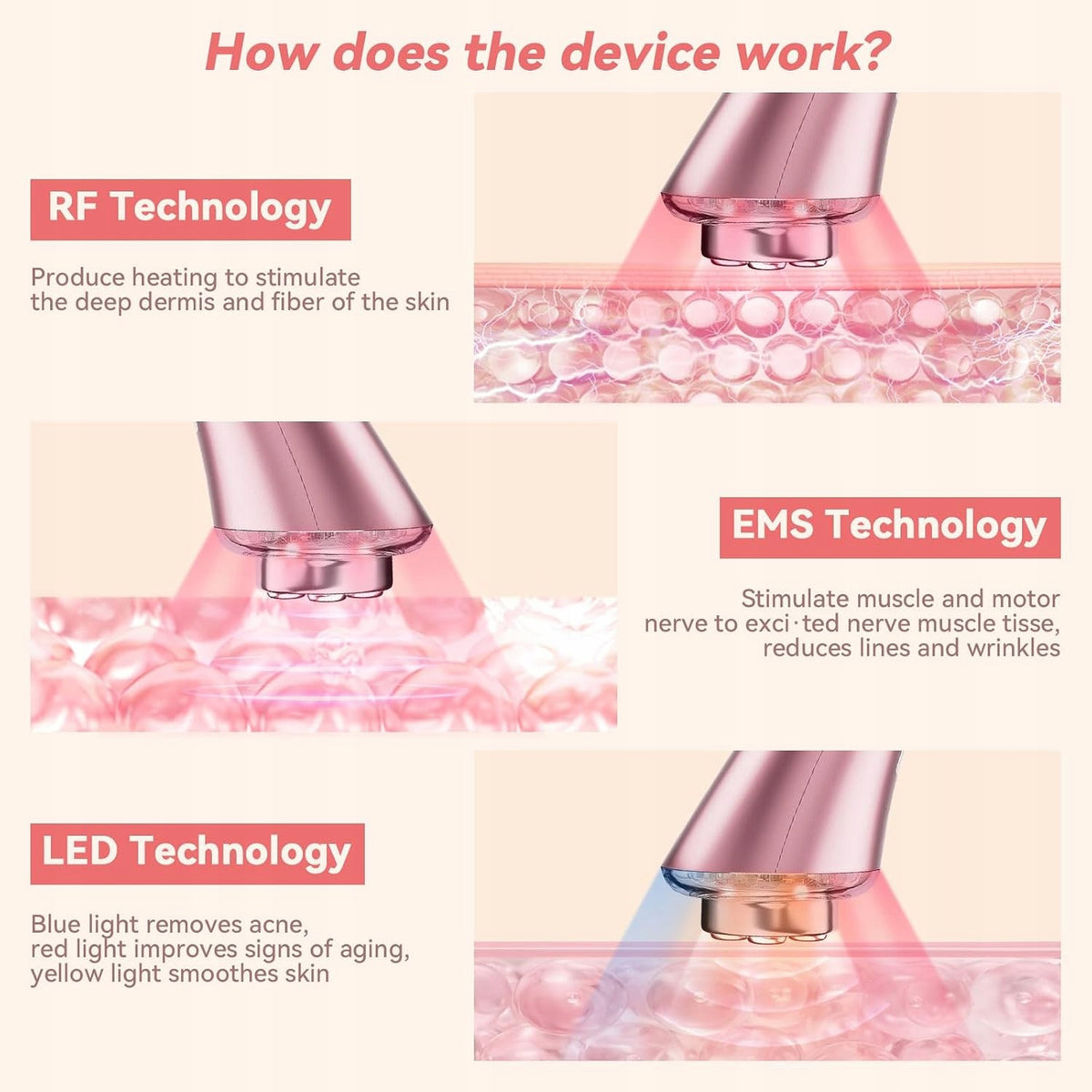 Carer Beauty LED Anti-Wrinkle Face Massager Phototherapy Batteries included yes