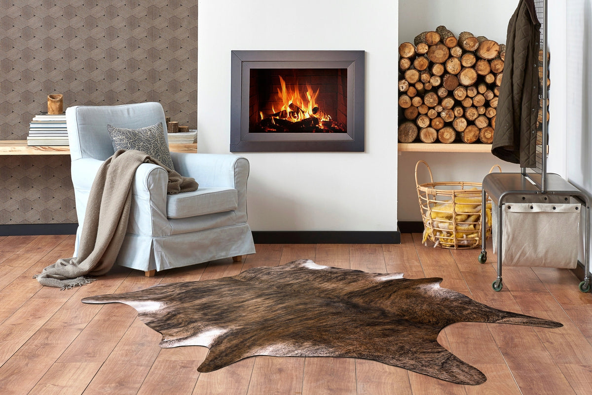 Carpet Artificial Cowhide Leather, Brown and white skin 180x220 cm Brand Dywany Łuszczów