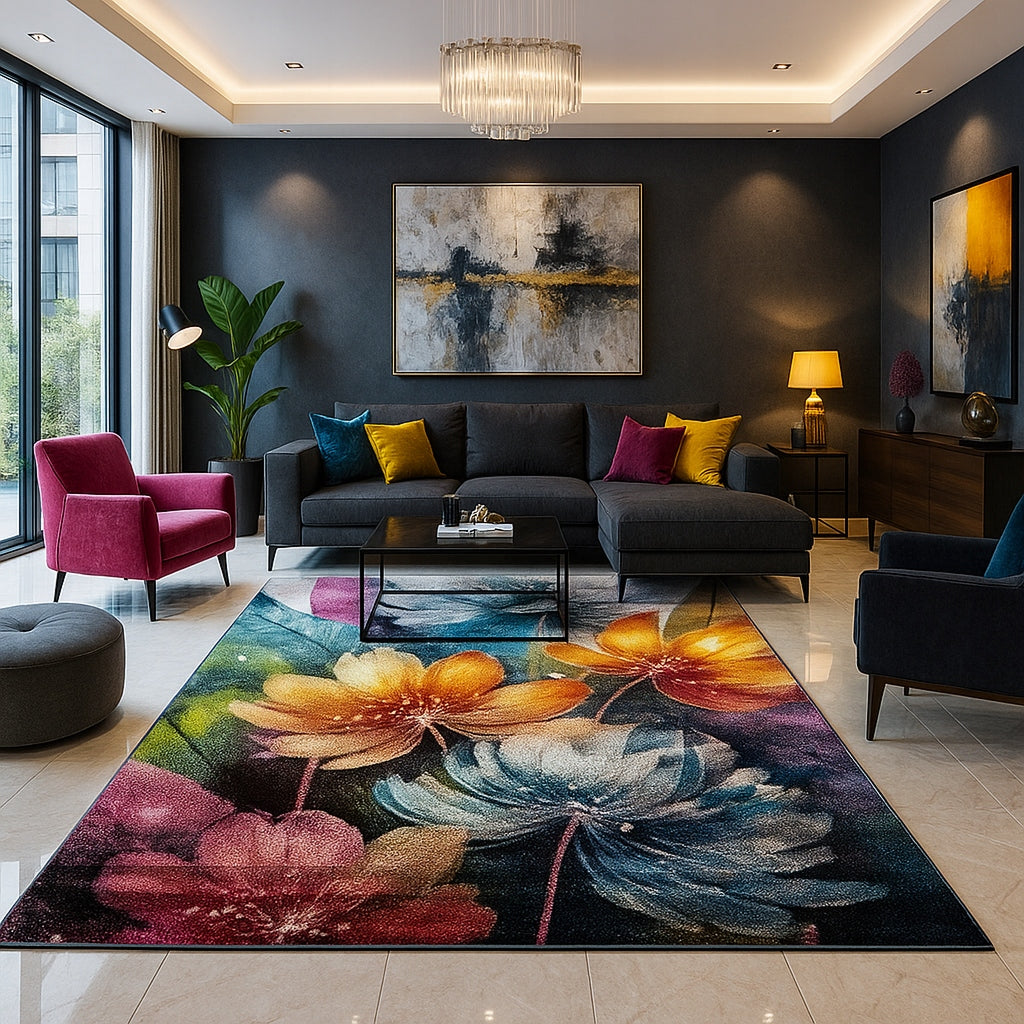 Carpet Colorful FOLKLORE 80x150 cm Floral Modern Soft for Living Room Brand Seta Hali