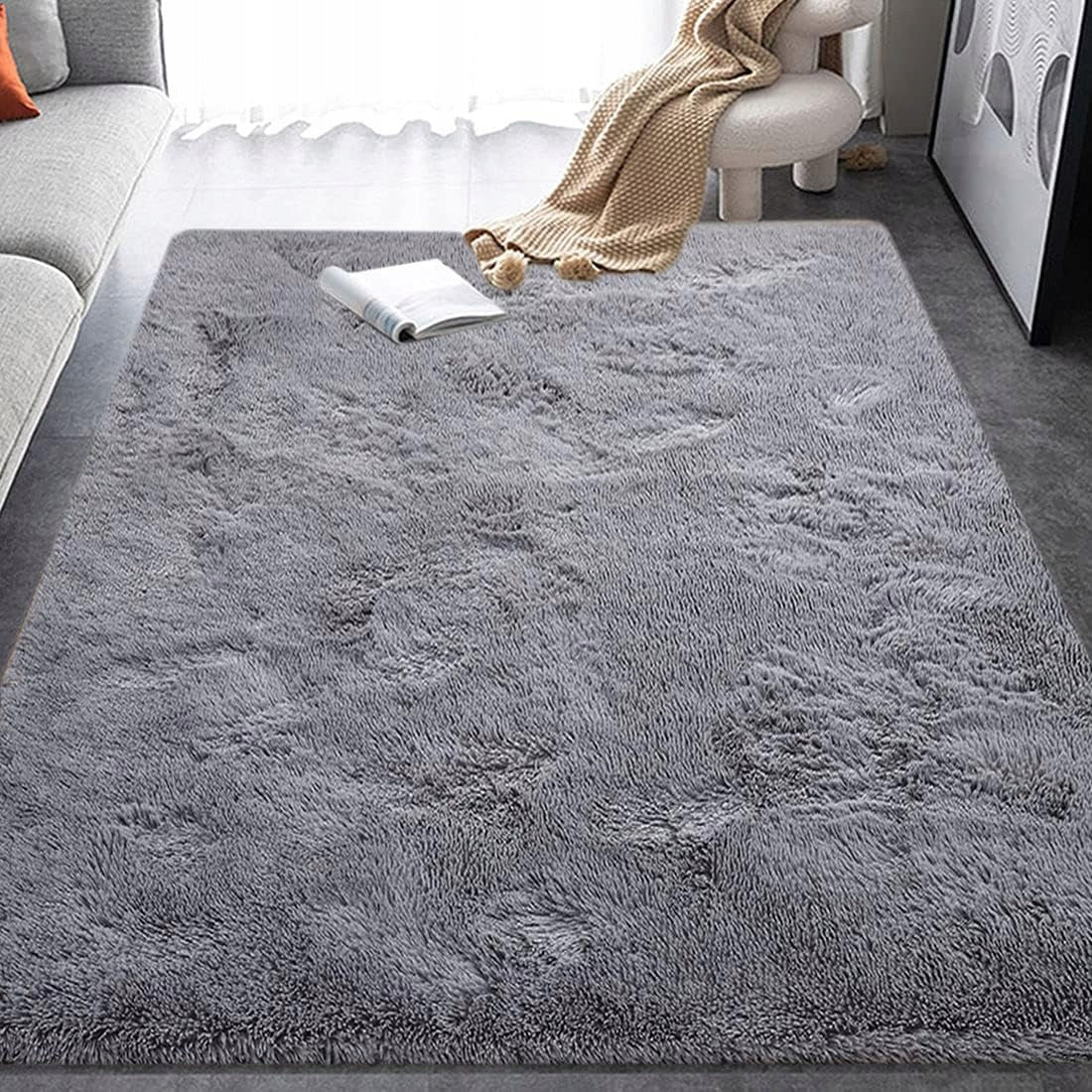 Carpet Fur Shaggy Plush Fluffy For Living Room Soft 120x160 Rectangle Manufacturer code DYWAN PLUSZ DO POKOJU SALONU JASNY SZARY