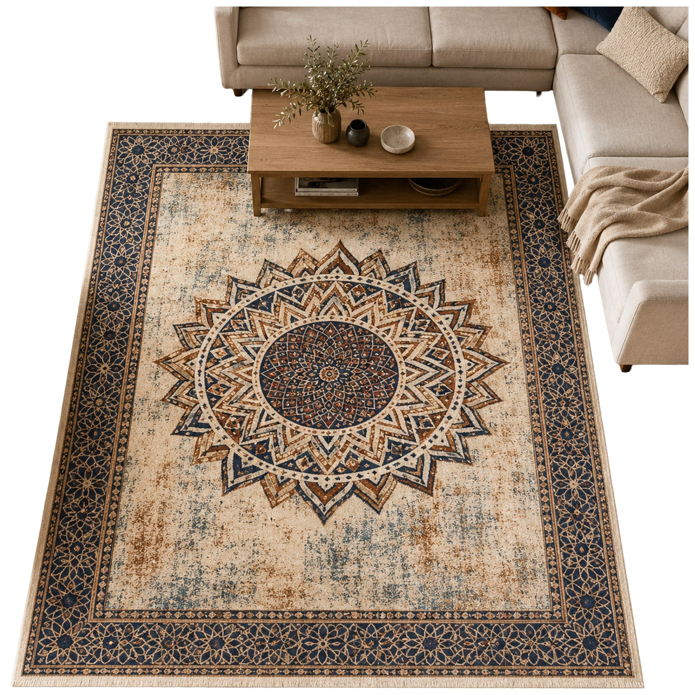 Carpet Mandala for living room 160x220 oriental NOVO non-slip soft