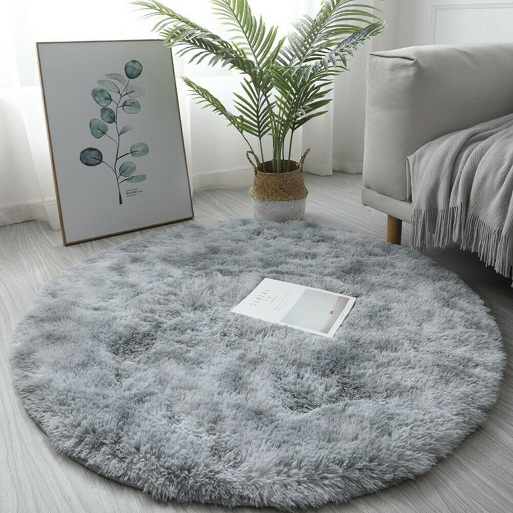 Carpet Plush Round Grey 120 Plush Fluffy Soft for Living Room Manufacturer code OKRĄGŁY DYWAN PLUSZ 120cm
