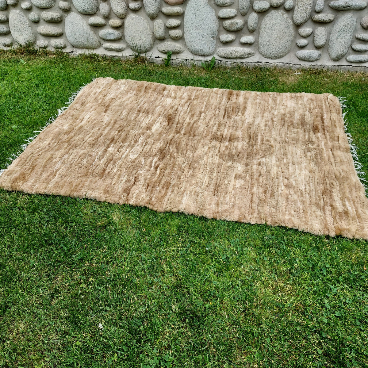 Carpet Sheepskin Woven Bedspread Light Brown Color multicolor