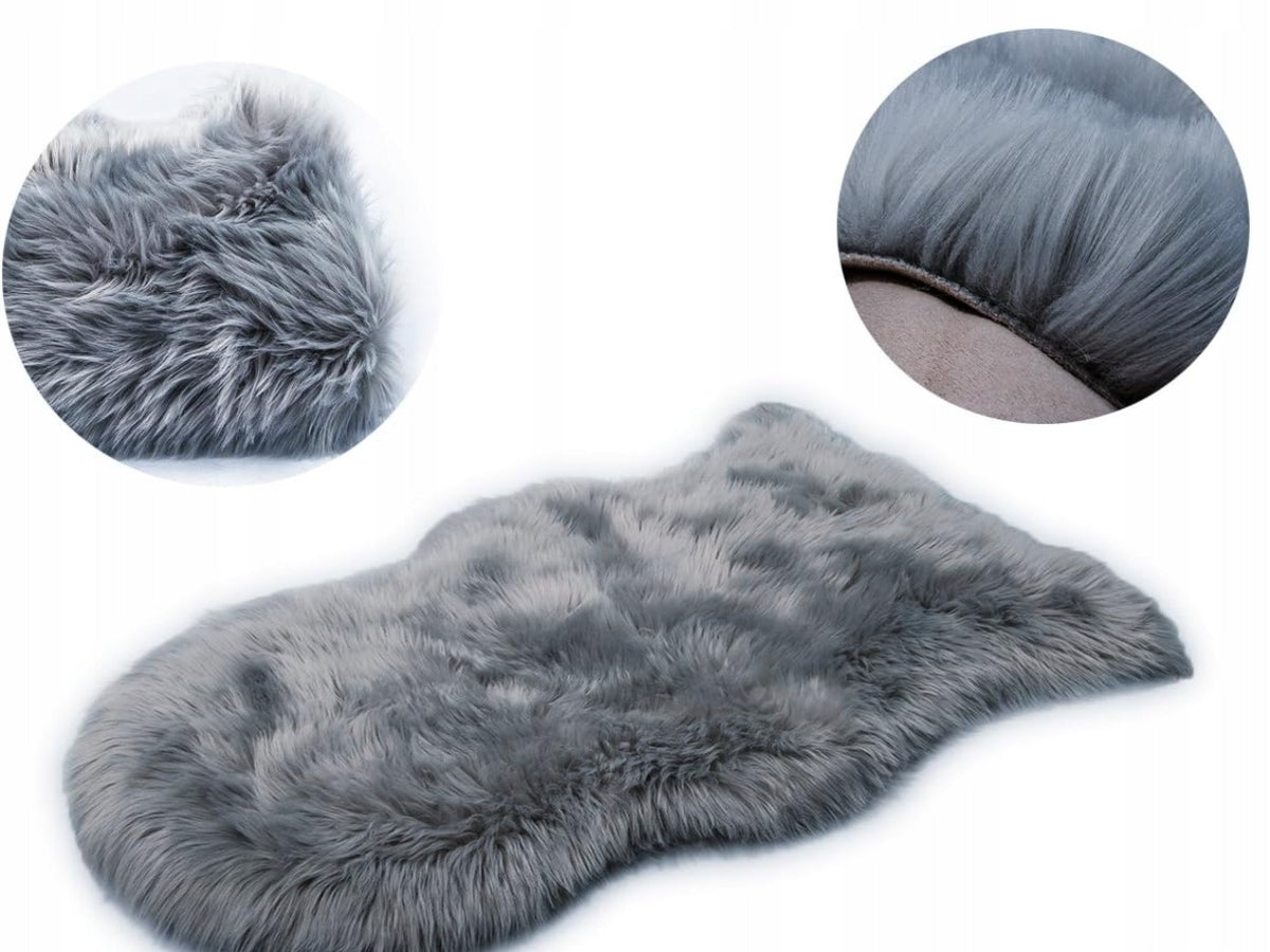 Carpet faux fur, 60x90 cm, long pile, Colour:grey