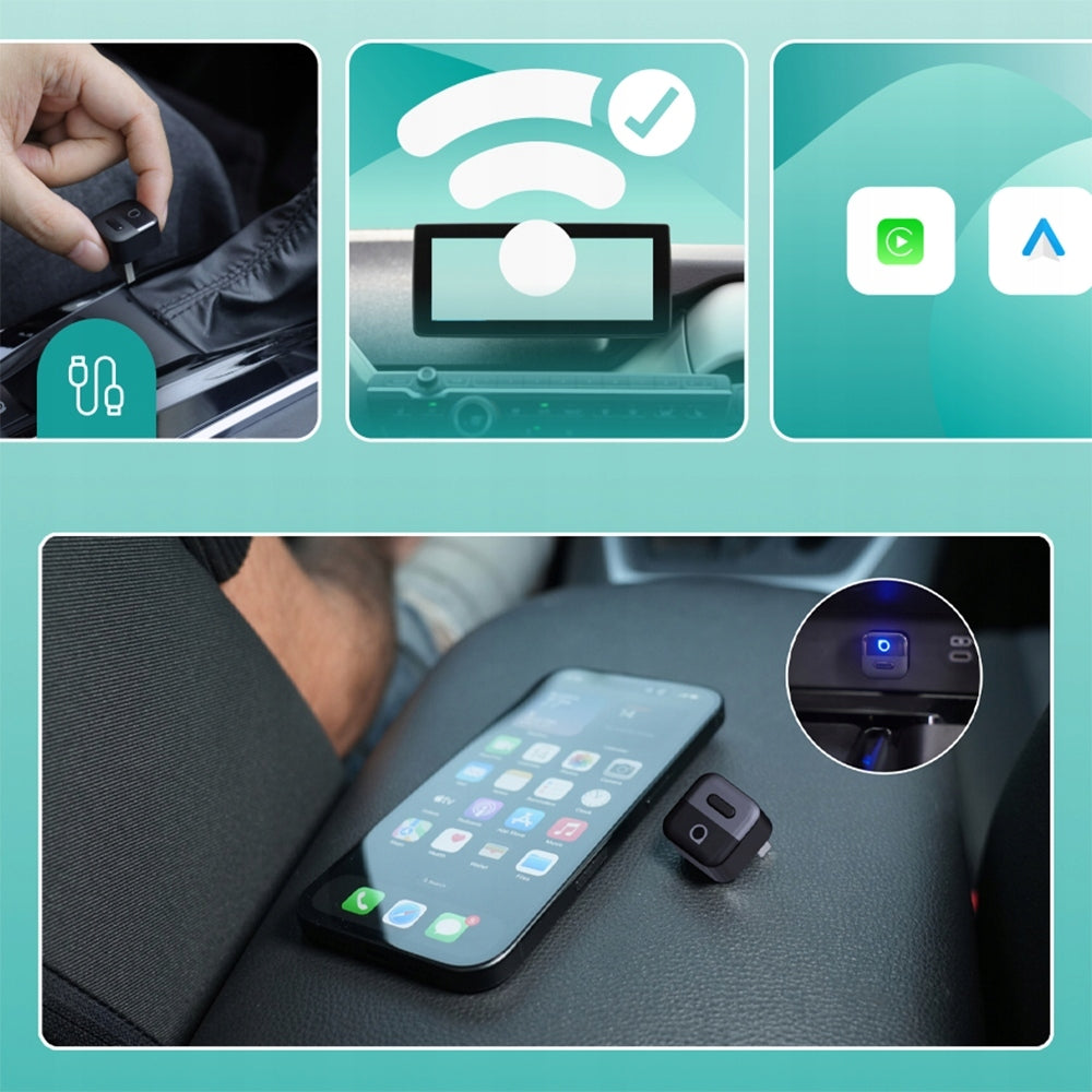 Carplay Android Auto Adapter 2in1 Qerk Ottocast WiFi 6 Bluetooth USB for Car Packaging status original