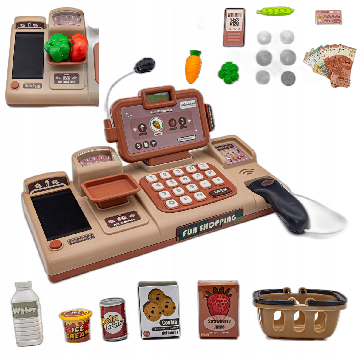 Cash Register Fiscal Educational Shop Weight Basket Coin Code Reader Microphone