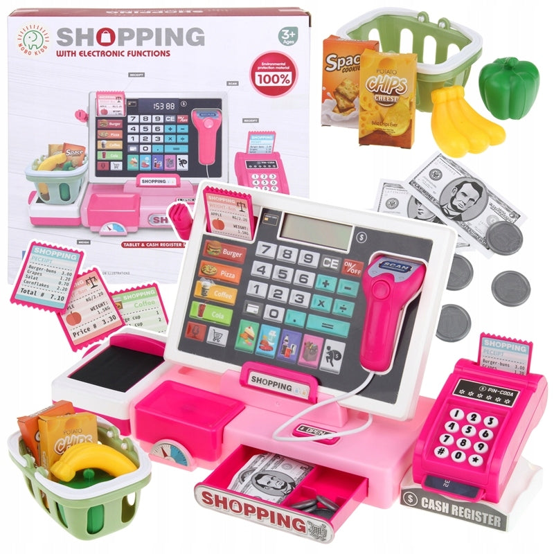 Cash Register Interactive Shop Educational Calculator Scanner Pink Packaging status original