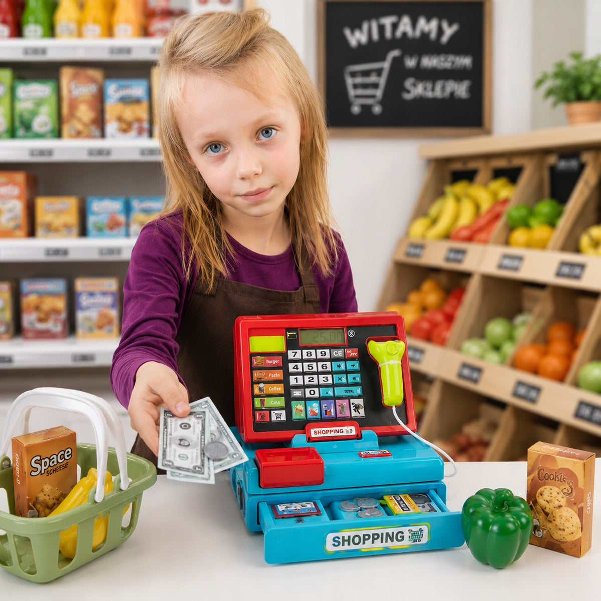 Cash Register for Children, Calculator Weight Accessories, fun in the store Packaging status original