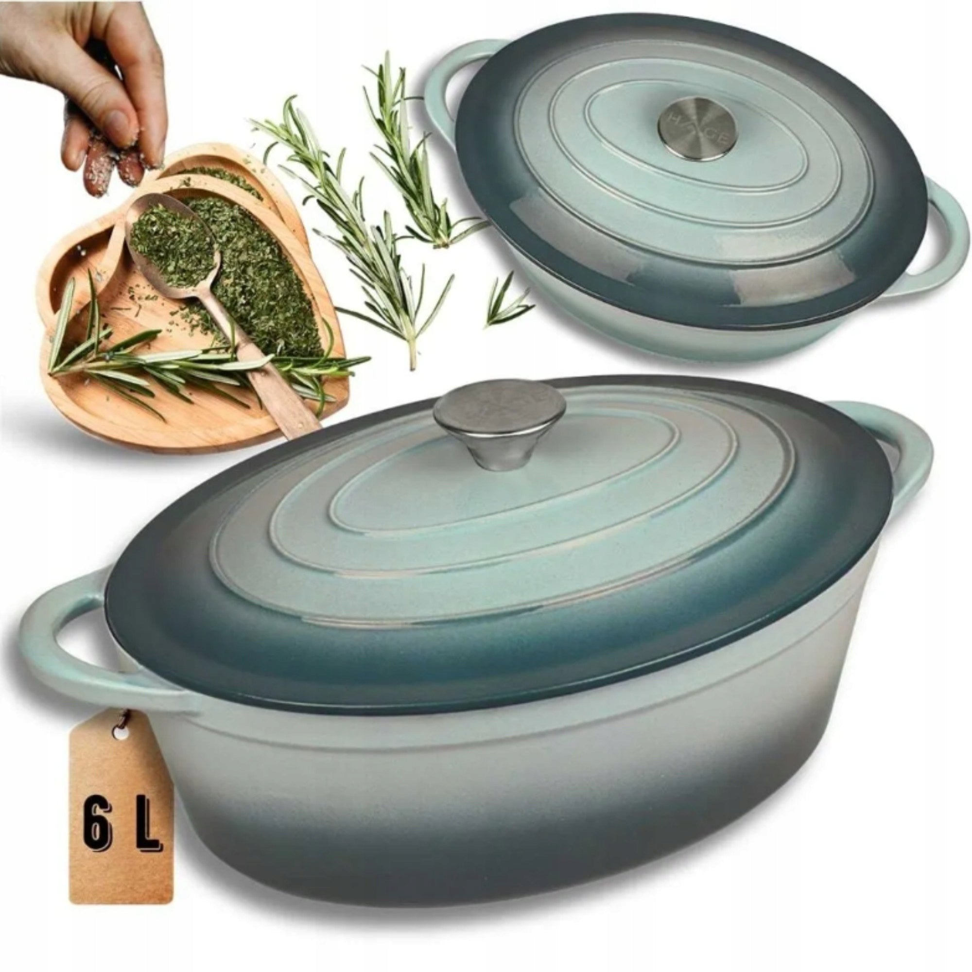 Cast Iron BRYTFANNA Enameled Gooseberry Induction Oven HAGE 6L Sea Salt