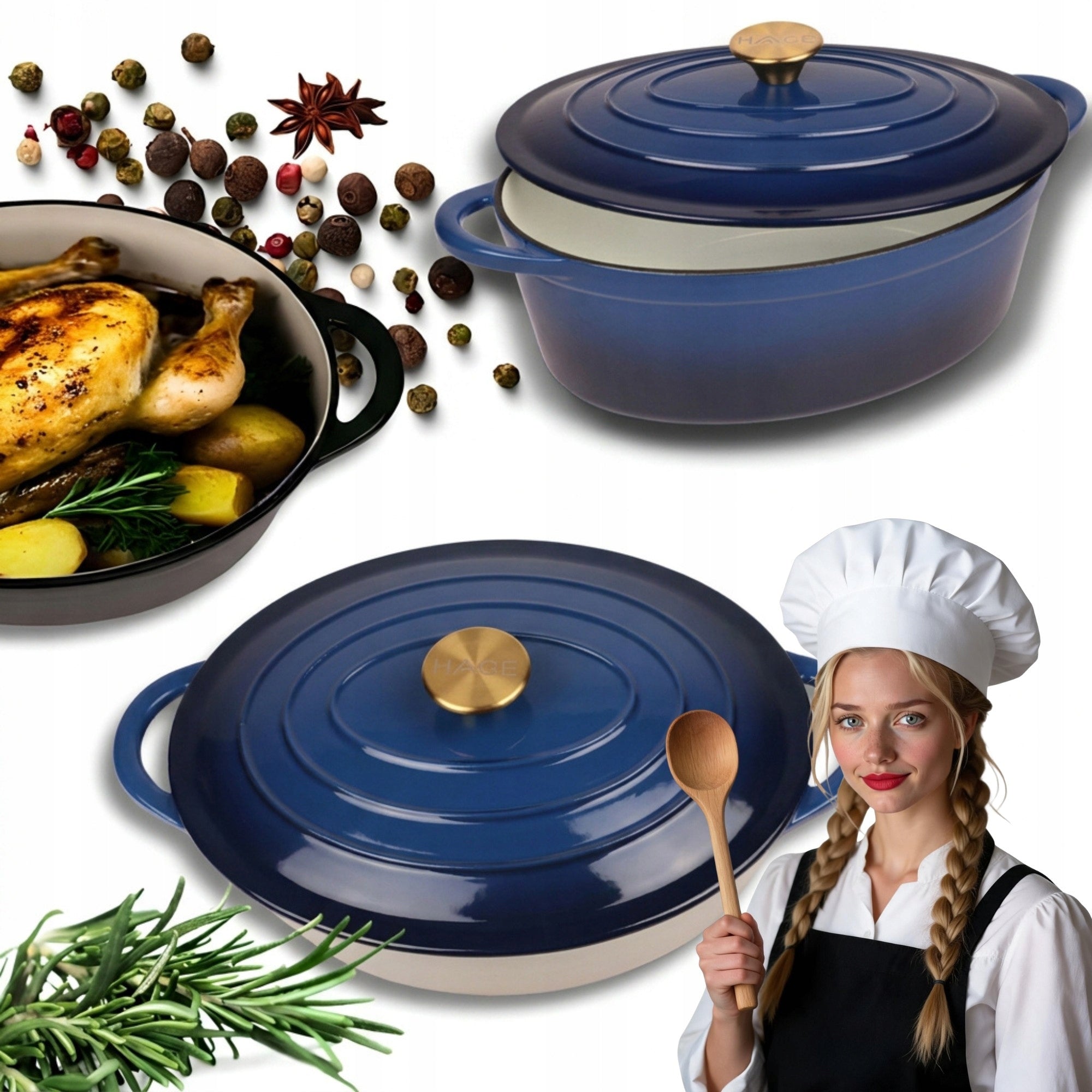 Cast Iron BRYTFANNA Goosebumper Enameled Oven Gas Grill HAGE 6L Blue Packaging status original