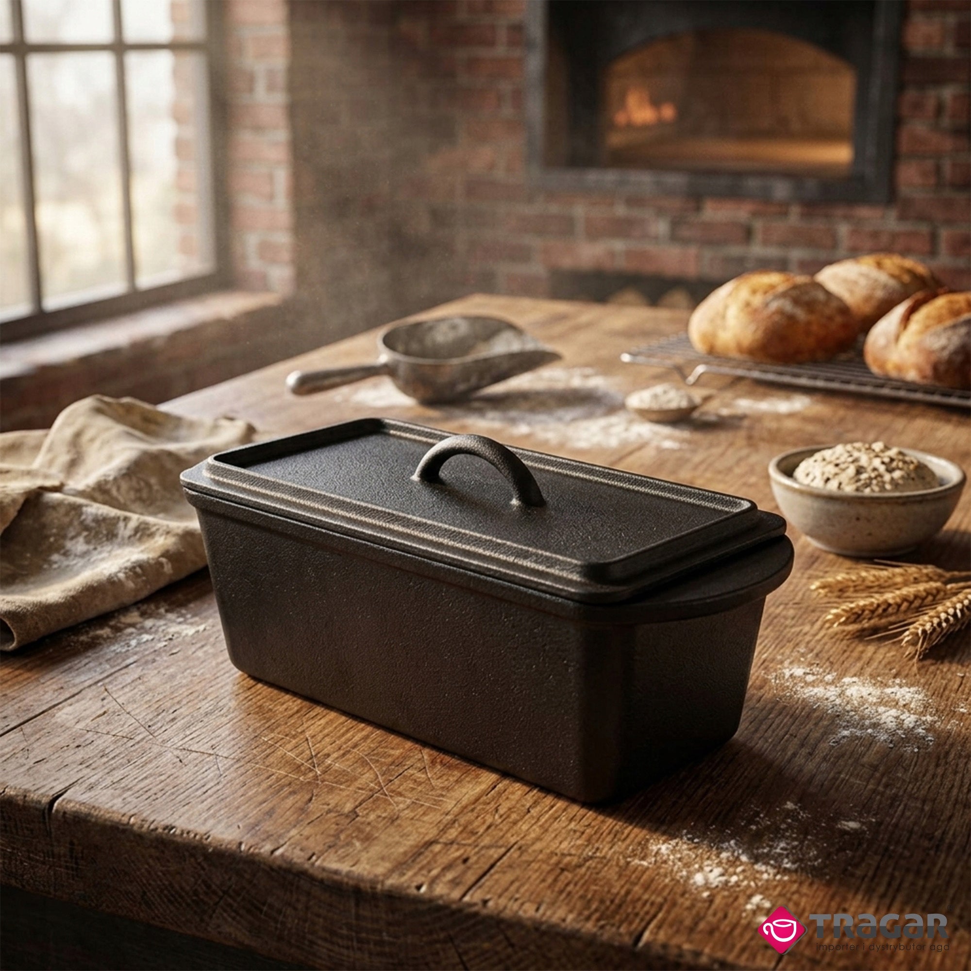Cast Iron Brittany 31cm for Baking Bread Meat with Lid Handles Black Brand Meyerhoff