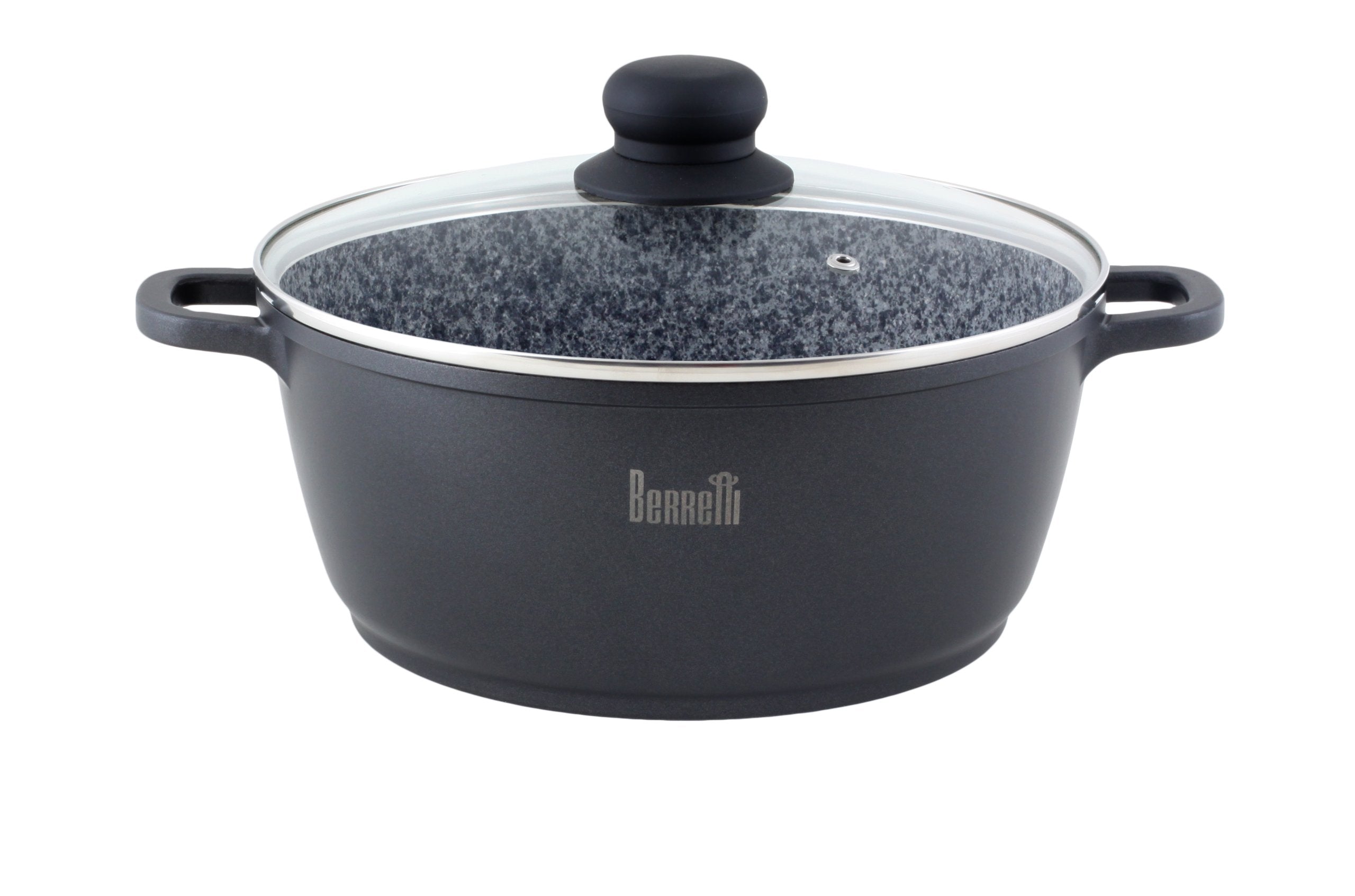 Cast Iron Pot 24 cm 4.5L Induction Oven Gas with Lid Granite Berrett Brand Berretti