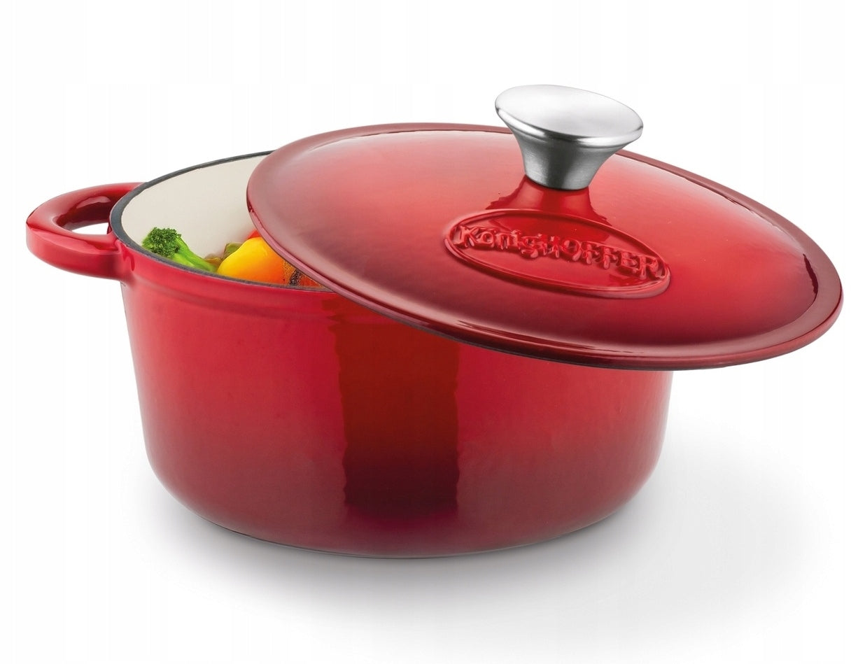 Cast Iron Pot GOOSEBERRY ENAMELLED Enamel Round Red 2,8 L Packaging status original