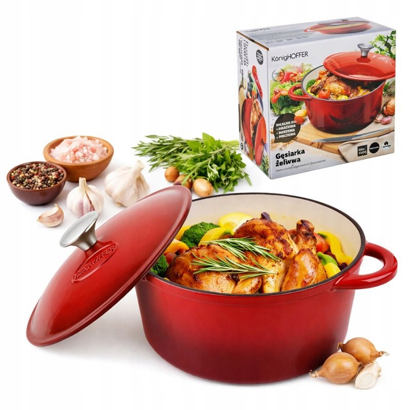 Cast Iron Pot GOOSEBERRY ENAMELLED Enamel Round Red 2,8 L