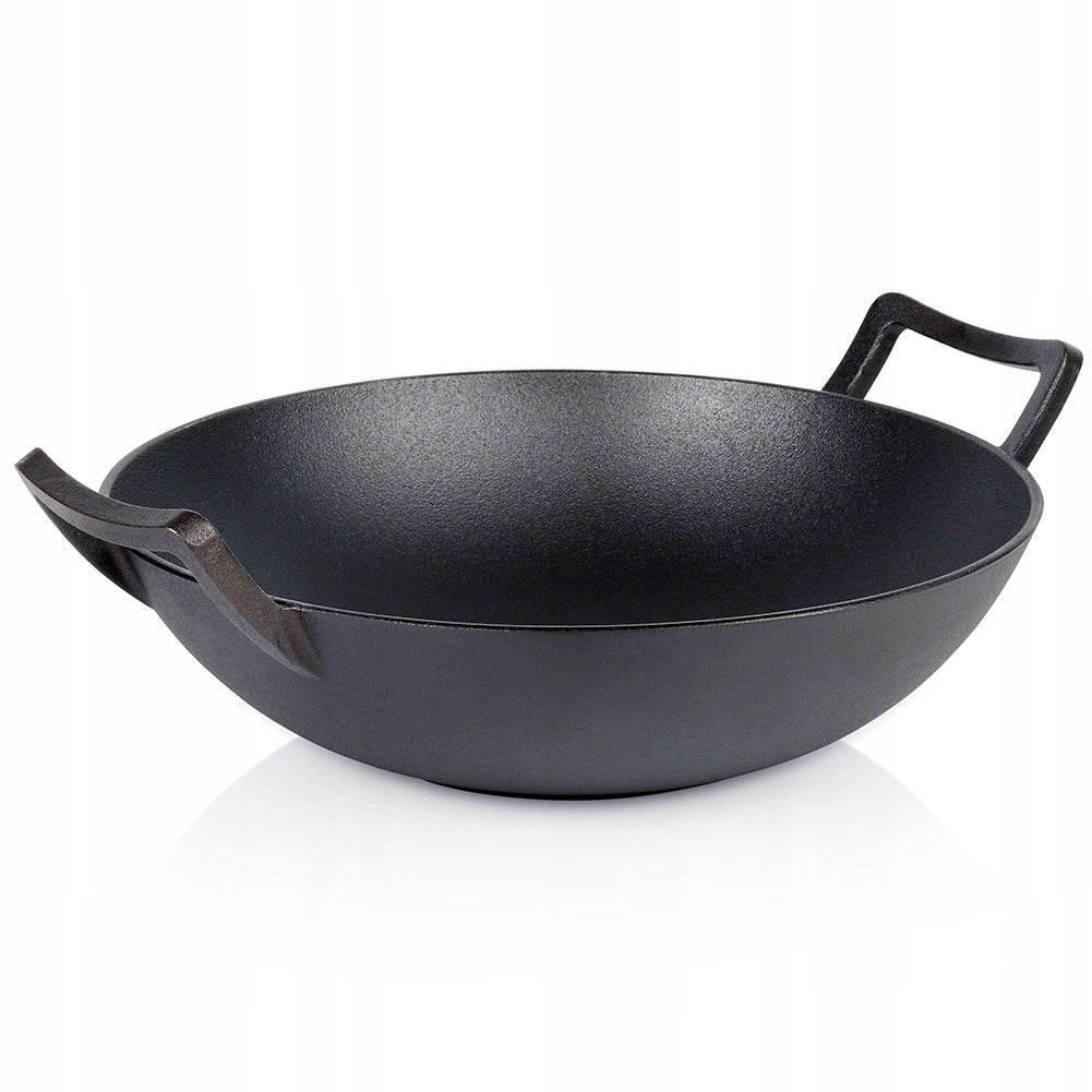 Cast Iron Wok Pan Large 36 cm VILDE Cast Line for Induction Grill