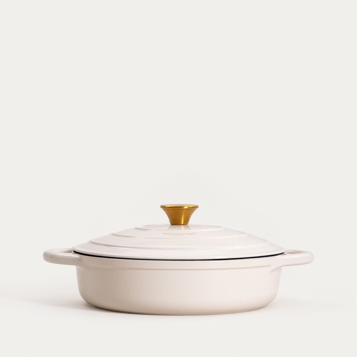 Cast iron pot ANDREAS beige flat, 28 cm 2,5 l HOMLA Packaging status original