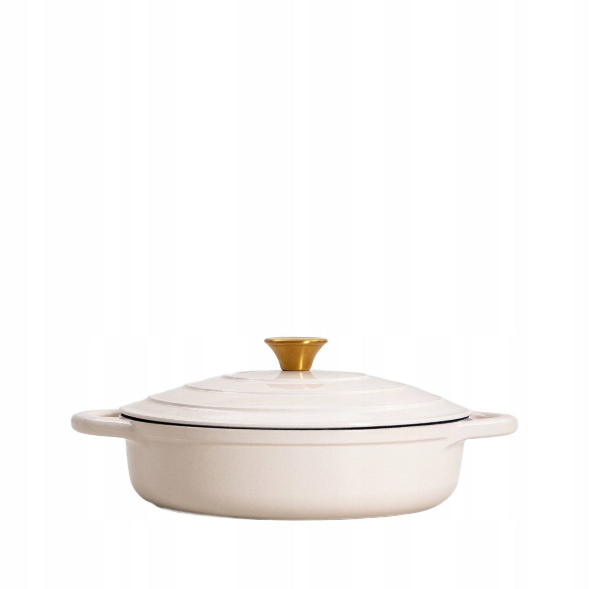 Cast iron pot ANDREAS beige flat, 28 cm 2,5 l HOMLA