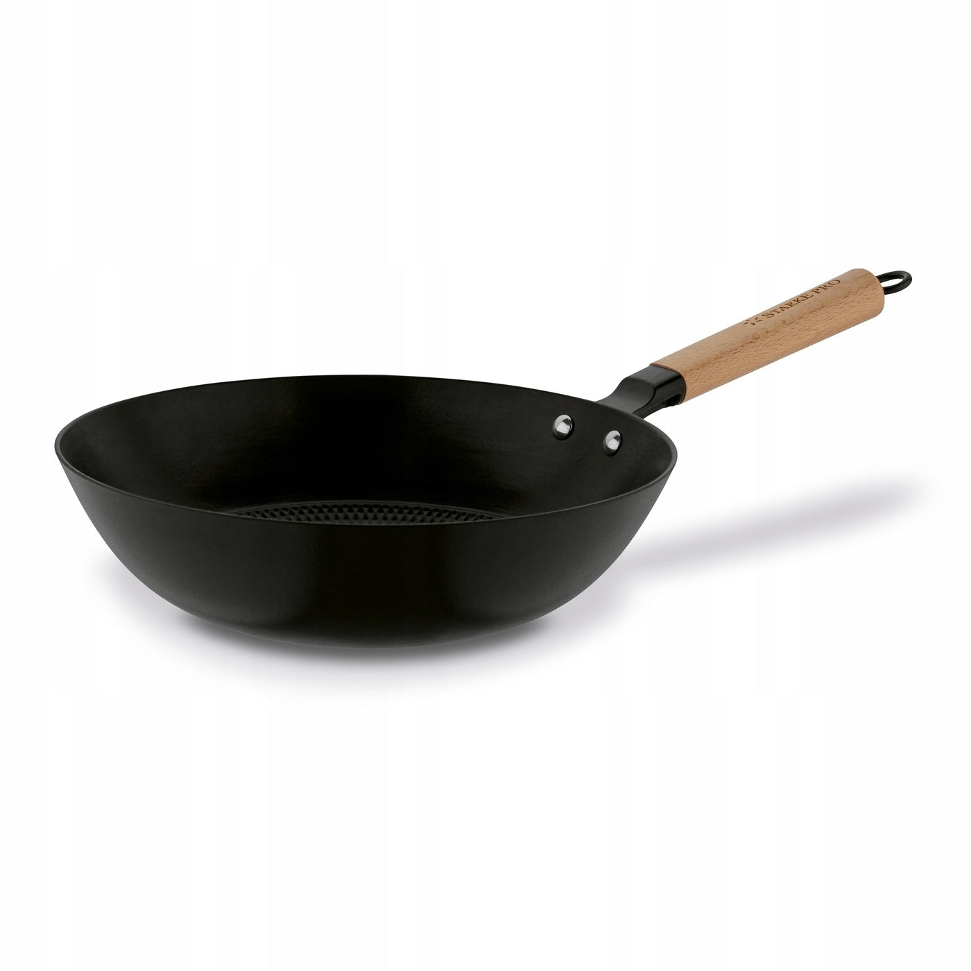 Cast iron wok 30 cm enamelled with wooden handle Hanoi Starke Pro black