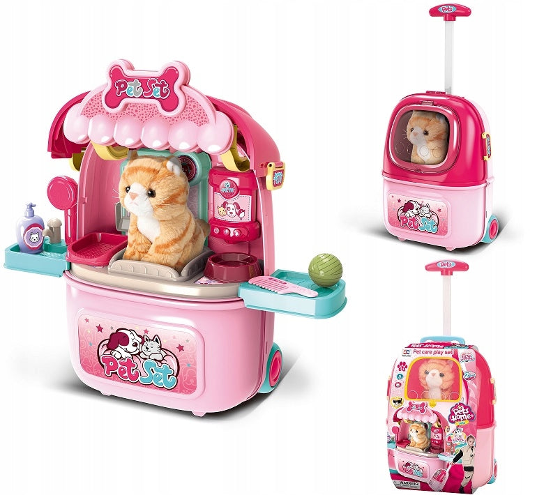 Cat Beauty Salon in Suitcase Red Kitten Plush Accessories for Kids Packaging status original
