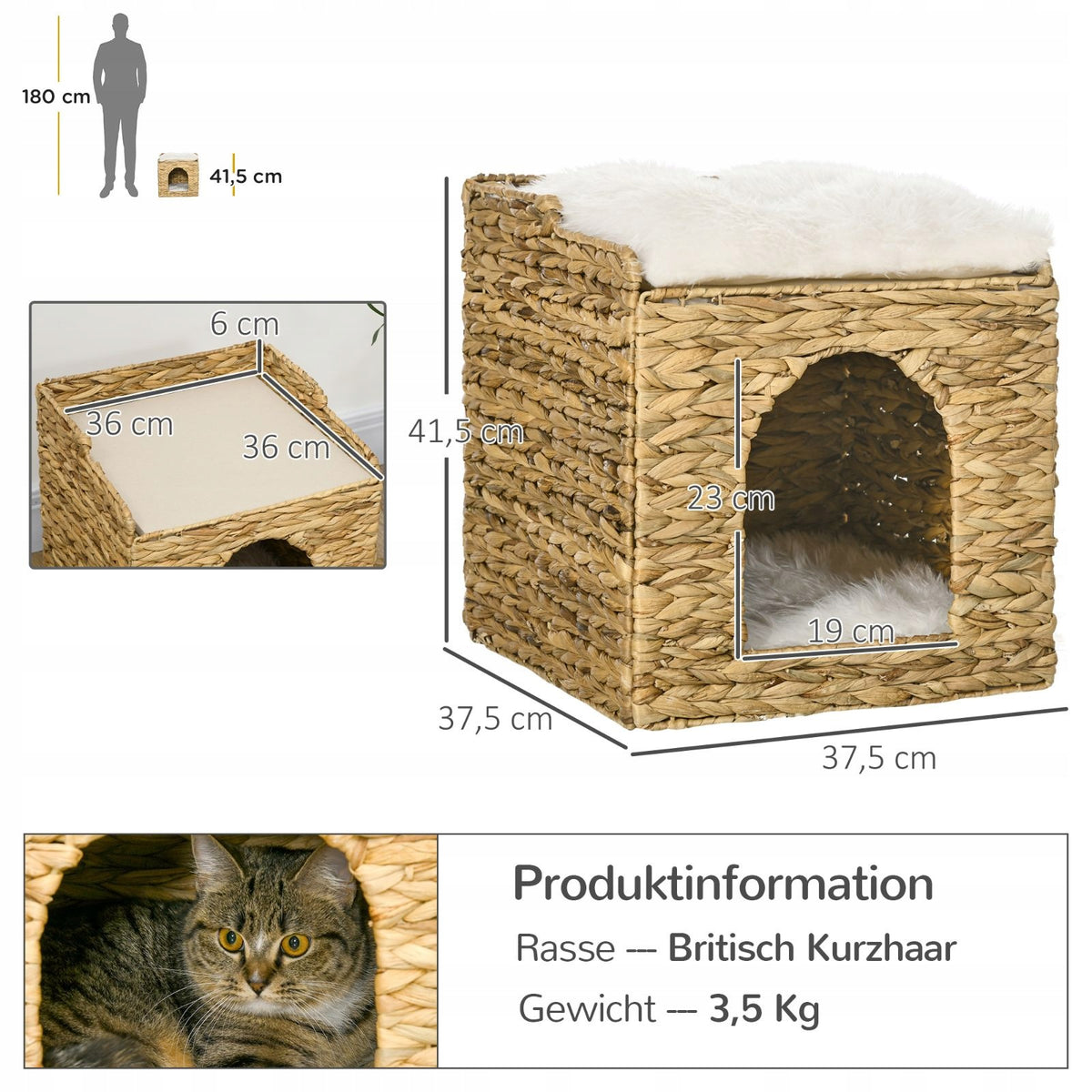 Cat Bed 2 Levels Water Hyacinth Brown Manufacturer code T3323P338135-1