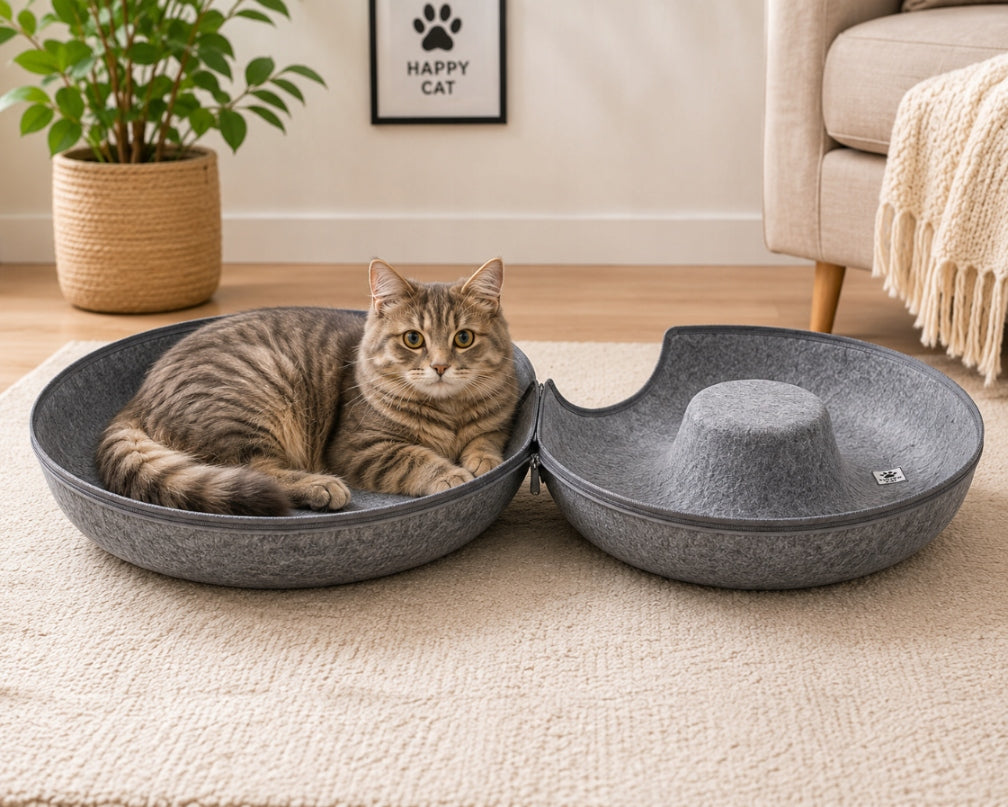 Cat Bed Cottage Felt Tunnel Bedding Scratcher 50 cm Grey Manufacturer code legowisko dla kota szary 50cm