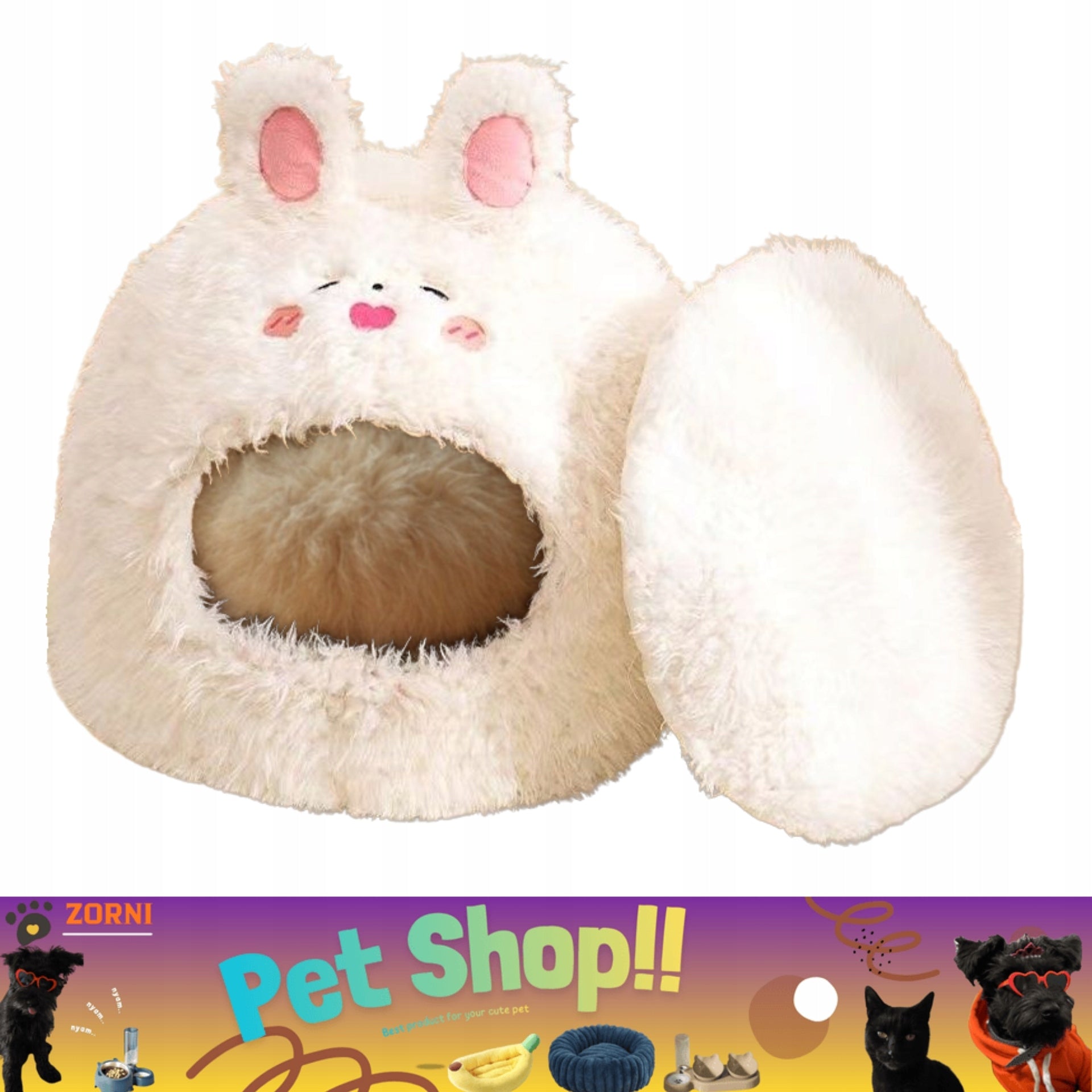 Cat Bed Dog Booth Cottage Bedding Plush Hare L 50x50x47 Manufacturer code T52
