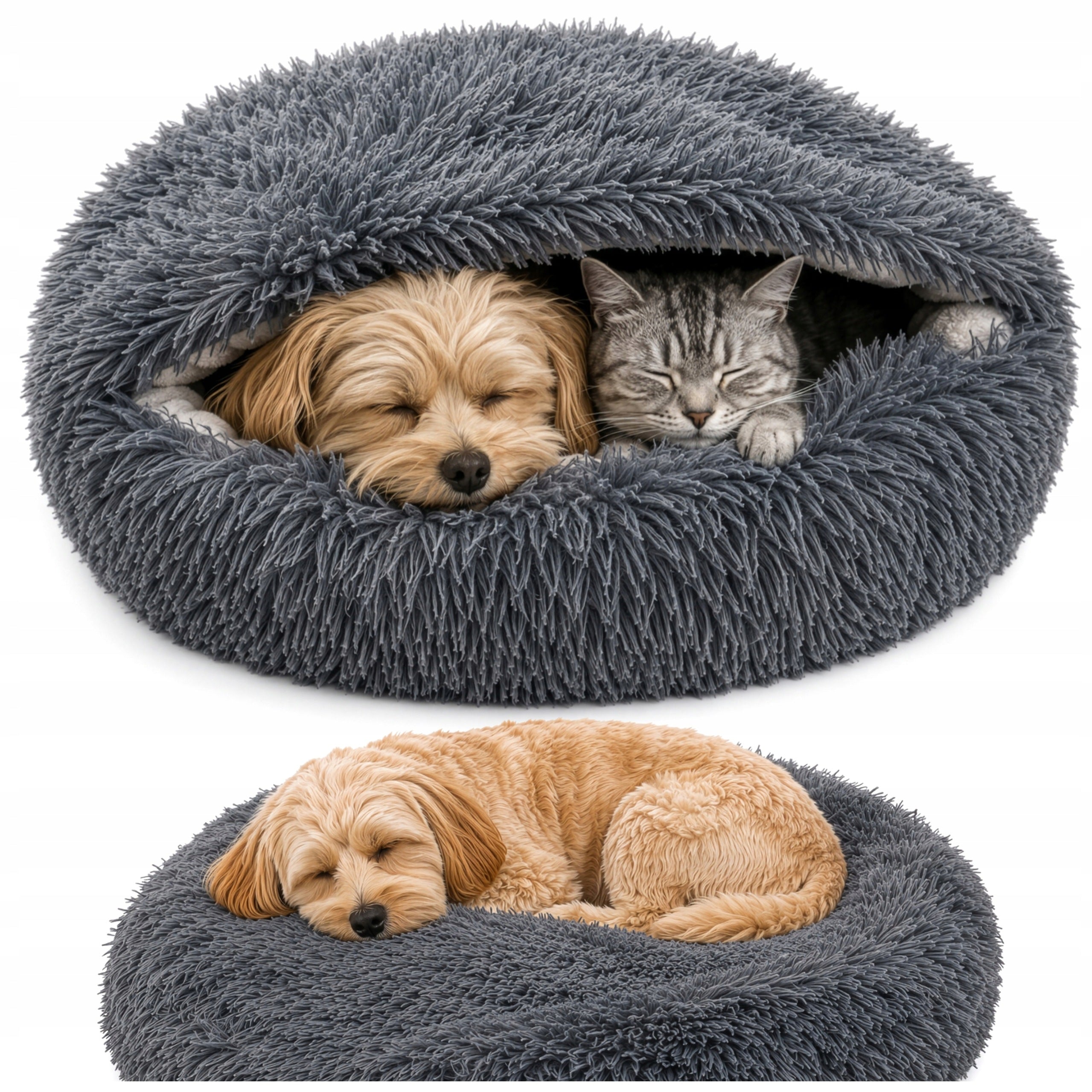 Cat Dog Bed 70cm Sleeping Bag with Canopy Plush Soft 2in1