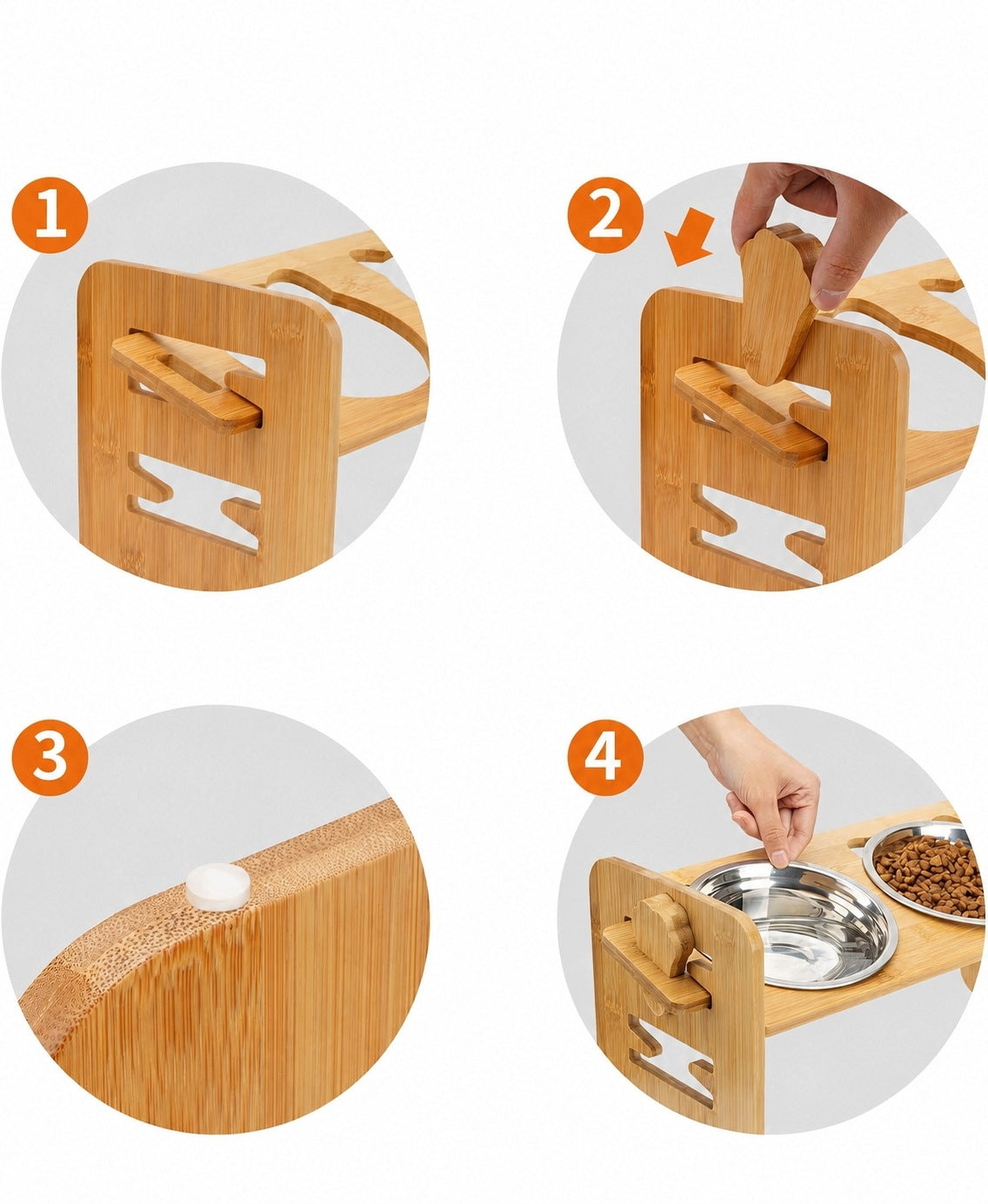 Cat Dog Bowls on Bamboo Stand Adjustable Height 2x500ml Manufacturer code 5904268984711