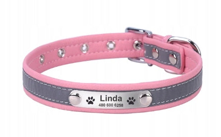 Cat Dog Collar Personalized Name + Phone Number S Pink
