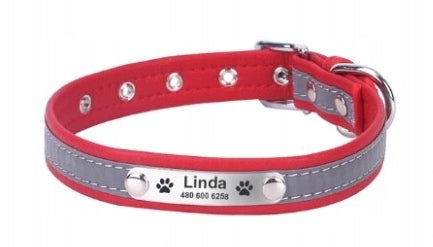 Cat Dog Collar Personalized Name + Phone Number XS Red