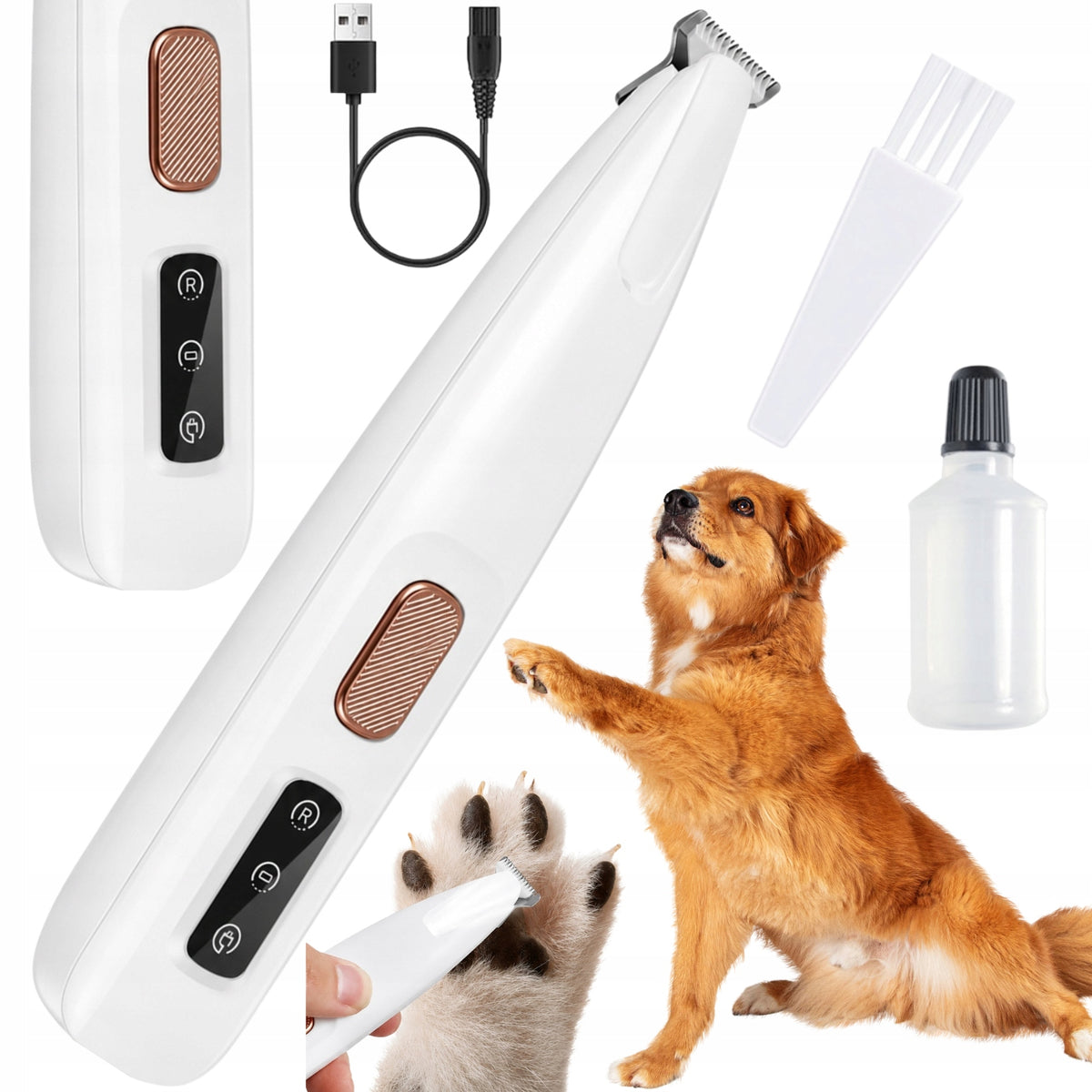 Cat Dog Paw Trimmer with LED Lighting Waterproof Hair Trimmer Packaging status original