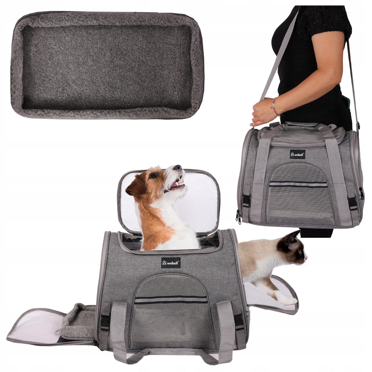 Cat Dog Transporter Bag with Mat Padded Window Bottom Solid Large XL Brand Wobell
