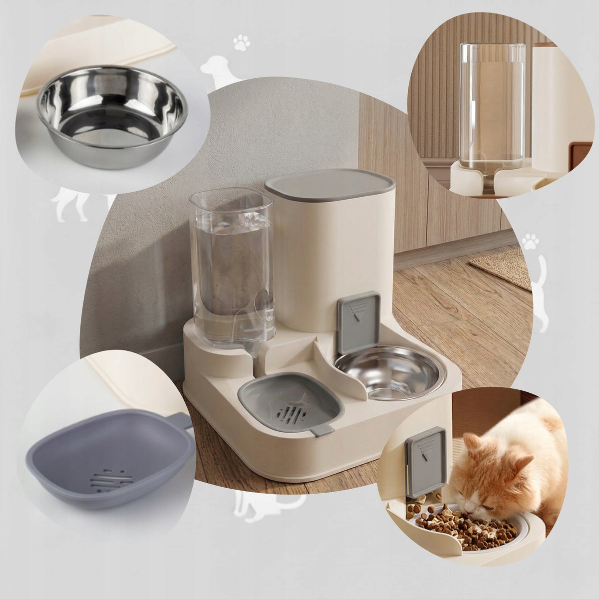 Cat Drinker Dog Water and Food Dispenser 2in1 Automatic Dispenser Bowl Brand DAZAPETS