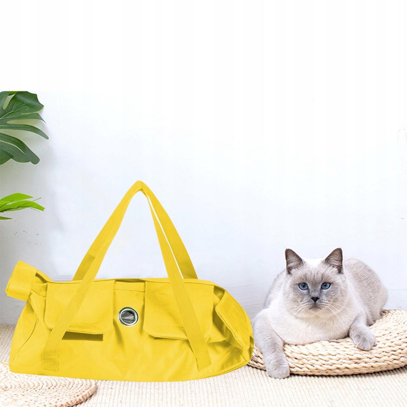 Cat Grooming Bag, No Scratching, Breathable, Adjustable, Yellow 37cmx24cm S