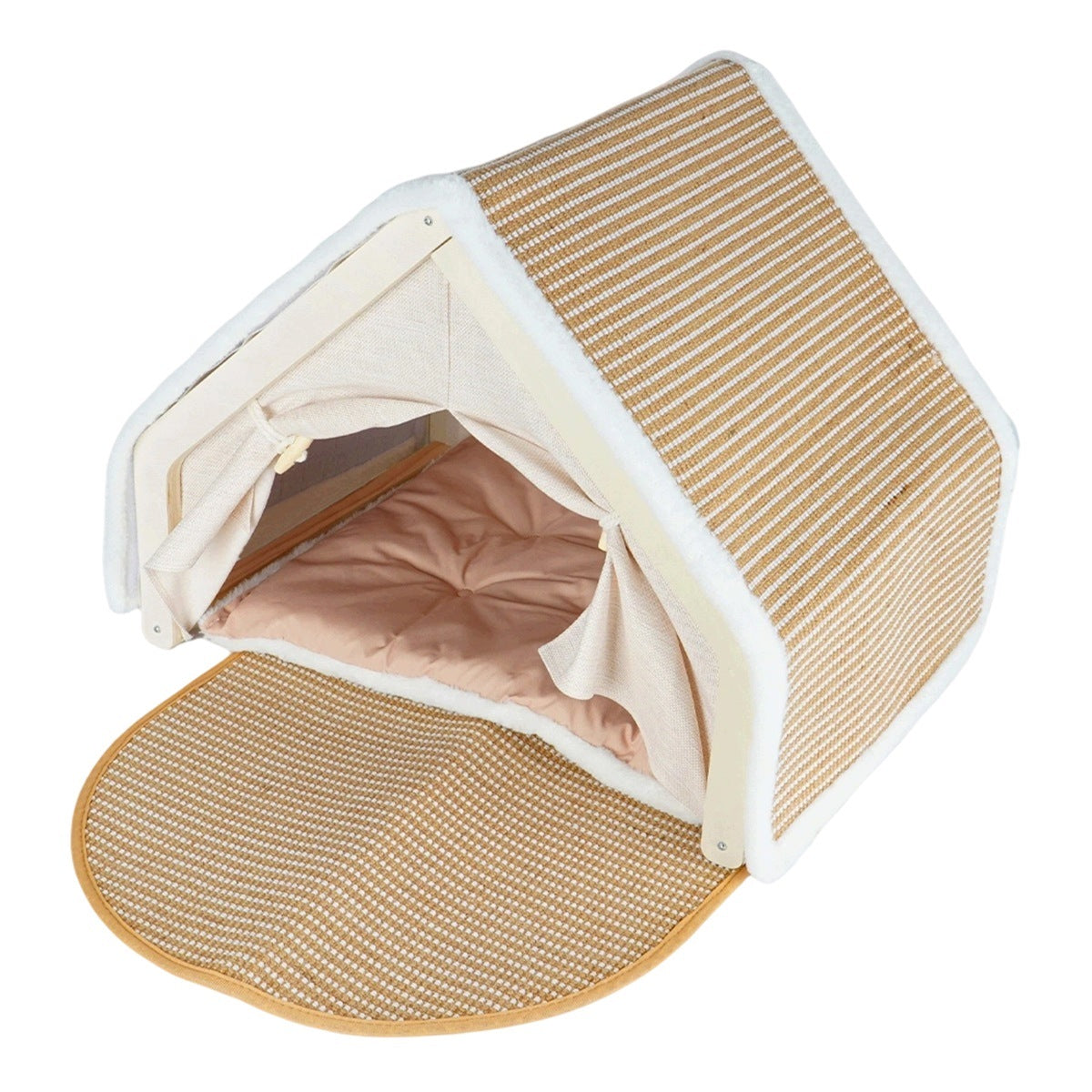 Cat House Wooden Cat House Folding Design Modern Assembly Easy Packaging status original