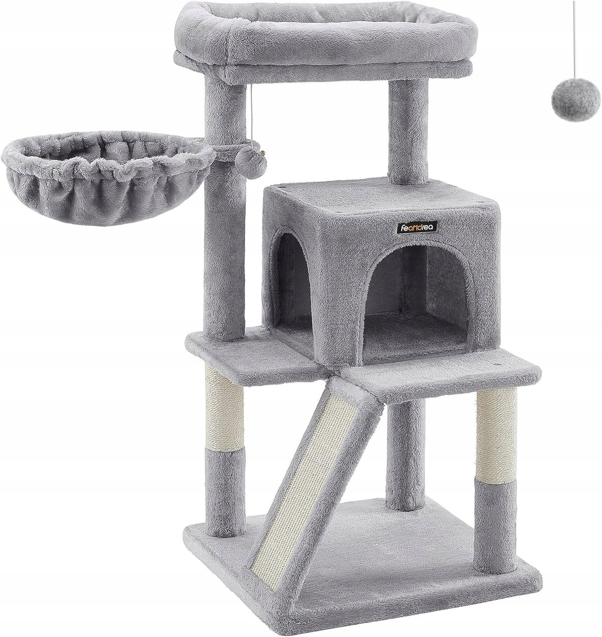 Cat SCRATCHER LOW Bed Post TOWER Tree 96cm sisal light grey
